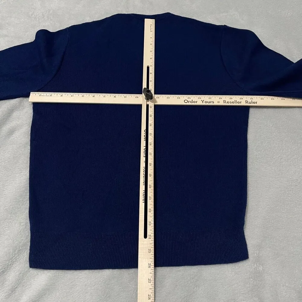 VTG Continental Sweater Mens Large Navy Blue V-Neck Pullover Preppy Made In USA